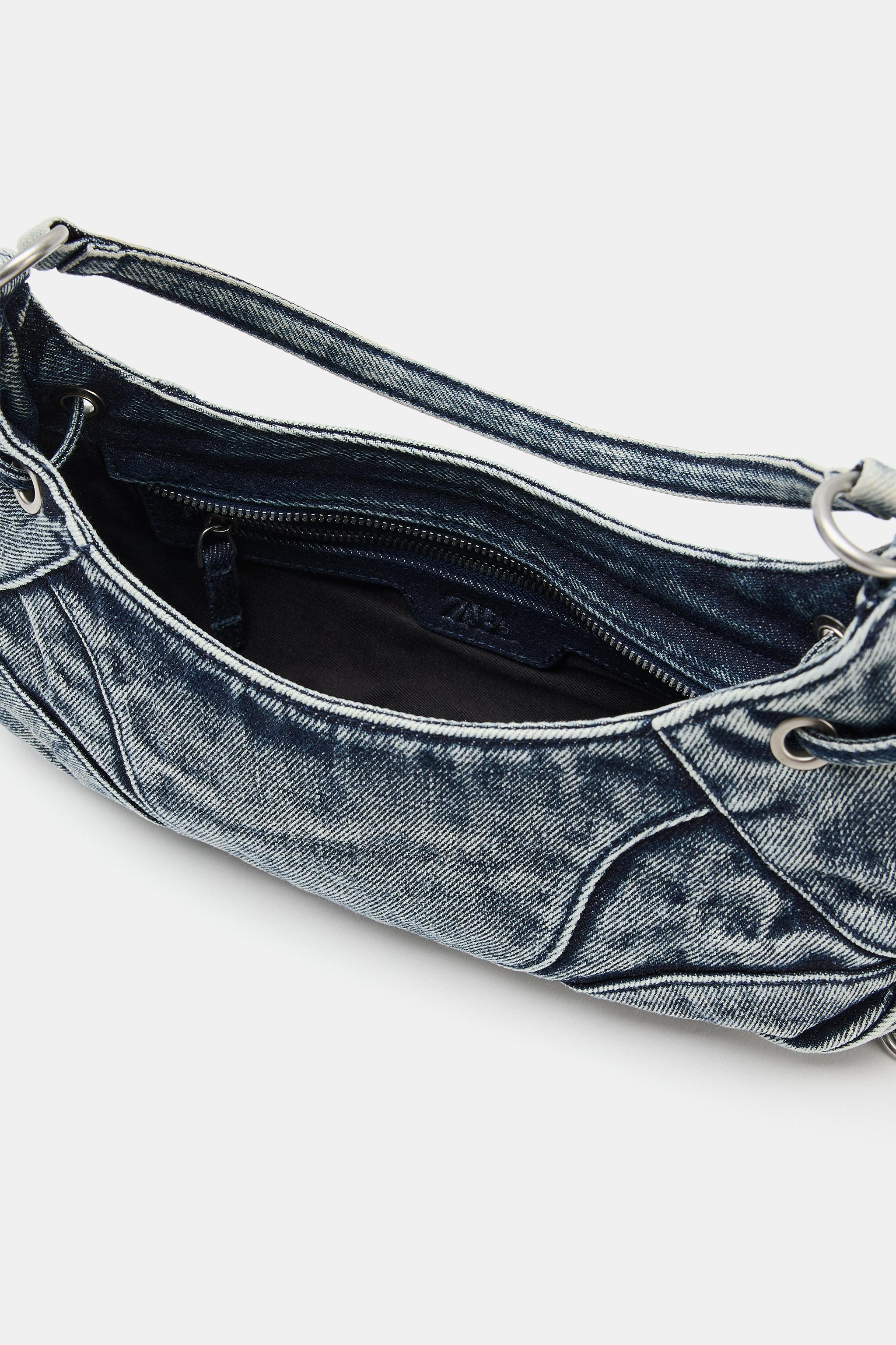 DENIM EFFECT SHOULDER BAG